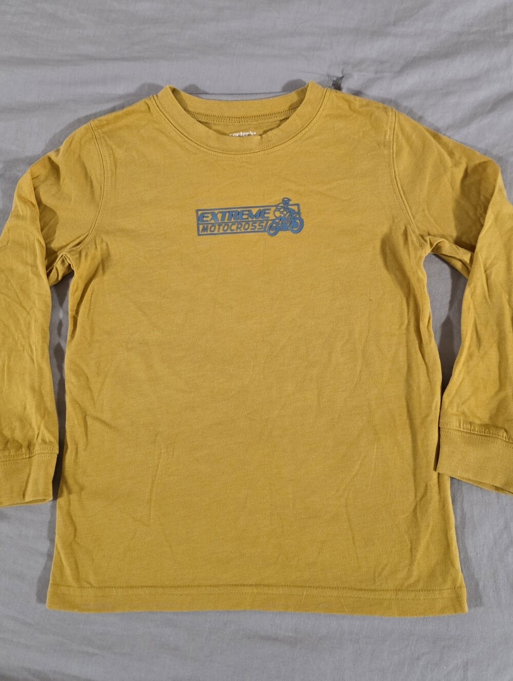Carter's Boys Mustard Yellow Long Sleeve Motocross Graphic T-Shirt Size 6